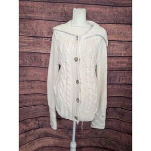 Y2K‎ Between Me & You Womens Cream Cable Knit Cardigan Sweater Sz M Rory
